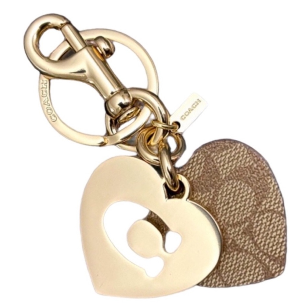 Coach Classic Monogram Heart Keychain Bag Charm - Picture 3 of 14
